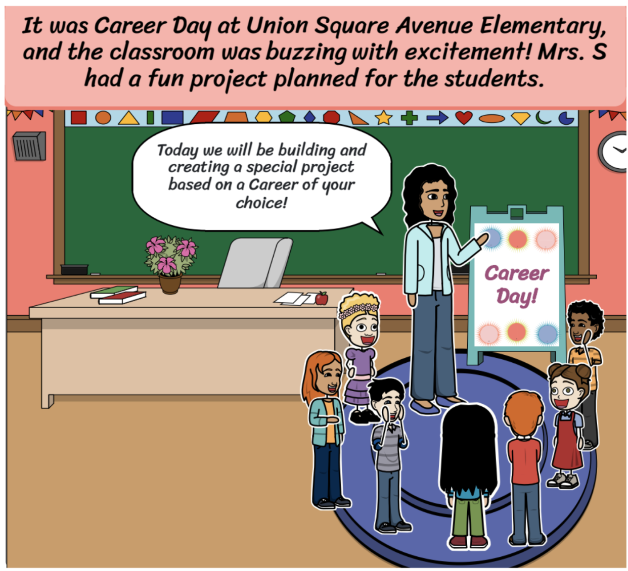 Image of Teacher speaking to students at career day